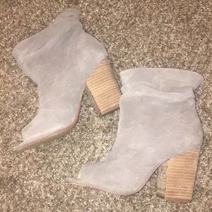Chinese laundry taupe open toe booties